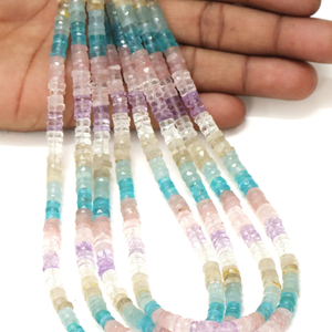 Top Quality Jolly Beach shaded Faceted Tyre shape Heishi Beads,15" AAA Natural Multi Faceted Wheel cut shape <b>Necklace</b> strand - Product Image 1