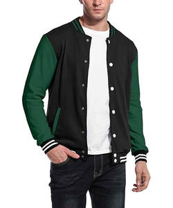 Veste universitaire à la mode pour hommes, blousons bomber de baseball Letterman en coton coupe décontractée et ajustée - Product Image 1