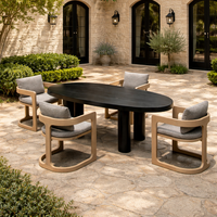 Ensemble de table et chaises de salle à manger en teck d'extérieur, résistant aux intempéries, mobilier de salle à manger d'extérieur sur mesure pour hôtel, restaurant, terrasse
