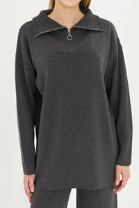 Conjunto de Dos Piezas de Punto para Mujer, Conjunto de Suéter Holgado de Cuello Alto y Pantalones de Alta Calidad, Tejido Suave - Product Image 4