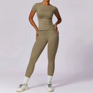 Conjunto de sujetador y pantalones cortos de Yoga de secado rápido elástico de compresión para mujer - Product Image 1
