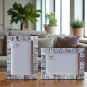 Elegant Modern <b>Grey</b> Bone Inlay for Photo <b>Frame</b> Handmade Decorative Picture Holder Tabletop Display Customizable Home - Product Image 4