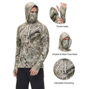 OEM personalizado UPF 50 Sudadera con capucha Ropa de pesca Secado rápido Hombres Camisas de pesca de manga larga con máscara Ropa deportiva Poliéster Ropa de caza - Product Image 5