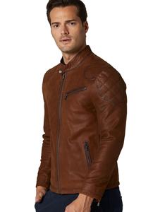 Veste en cuir pour homme 2025, style moto d'automne, cuir naturel, coupe ajustée, veste de motard, vestes en cuir personnalisées - Product Image 5