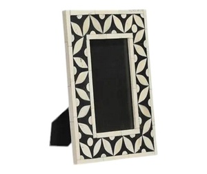 Handmade Modern Bone Inlay <b>Photo</b> <b>Frame</b> <b>Black</b> White Customizable 5x7 8x10 Sizes Friendly Table Decor Hand Carved Natural Crafts - Product Image 3