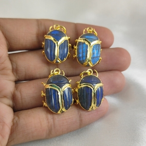 จี้แกะสลักรูปด้วงทำด้วยมือเสน่ห์ของแมลงอัญมณีชุบทองลาบราดอไรต์สำหรับทำเครื่องประดับจี้และเสน่ห์ - Product Image 3