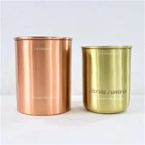 Aangepaste Luxe Koperen En Messing Gouden Kaarspot Met Deksel 8Oz 10Oz 12Oz 16Oz Lege Kaarspotjes Voor Kaars Maken Votiefcontainers