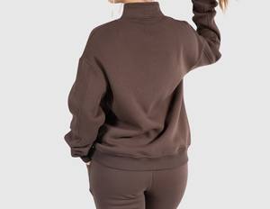 Custom Logo Windproof Loose Stand Collar Women Sportswear Workout Athletic Fitness <b>Hoodie</b> Half Zip Outdoor Sweatshirt - Product Image 2