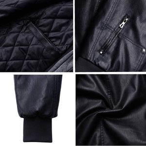 Chaquetas de cuero para hombre a prueba de viento al mejor precio, chaqueta de bombardero de imitación para hombre, abrigo de motorista ajustado con cremallera para motocicleta - Product Image 3