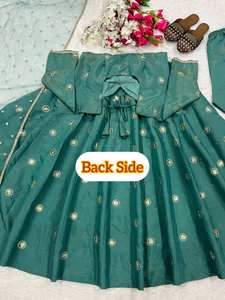 Festival spécial pur mijoter soie tissu broderie et séquence travail couleur vive fête de mariage porter Anarkali avec pantalon et Dupatta - Product Image 5