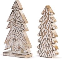 Ensemble de figurines de sapin de Noël en bois de manguier blanchi réaliste, pliable, léger, résistant à la poussière, écologique et de haute qualité, facile à assembler