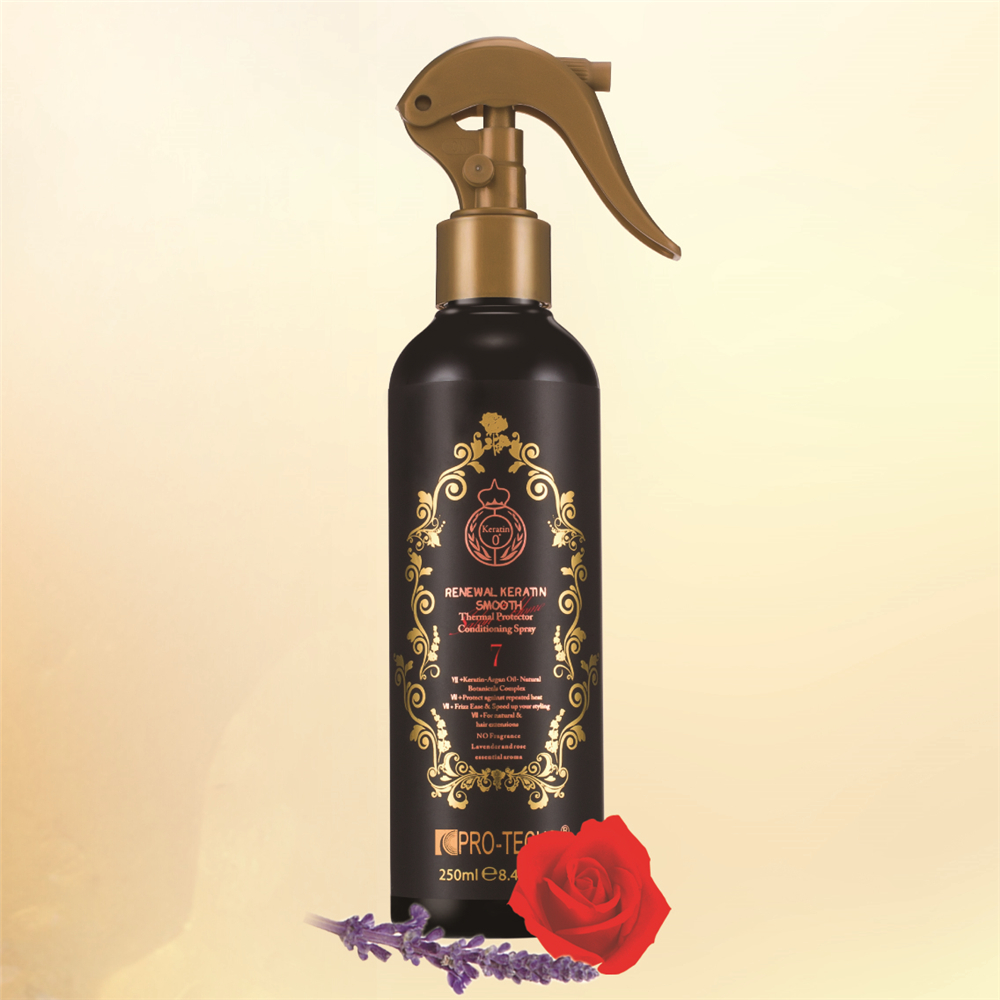 Private Label Rose Heat Protection Hair Mist cheratina Smooth Thermal Protector Leave In Spray condizionante per capelli crespi secchi