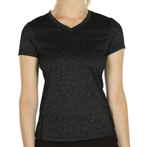 Camisetas con cuello en V para mujer con impresión personalizada OEM 95% poliéster 5% Spandex ropa de calle ecológica logotipo bordado para damas jóvenes - Product Image 4
