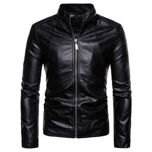 Real Leather Sheepskin Aniline Zipper Gatsby Black Men <b>Biker</b> <b>Jacket</b> with Quilted Black Lining and Inside Outside Pockets - Product Image 5