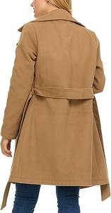 Manteau long en laine marron de haute qualité pour femmes, idéal pour les réunions d'affaires et le bureau, chaud et chaud pour l'hiver, avec ceinture. - Product Image 2