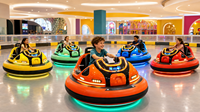 Voiture tamponneuse électrique sans grille de plafond, autonomie 8-10h, pour enfants et adultes, idéale pour parcs d'attractions intérieurs et aires de jeux