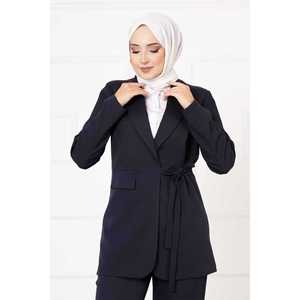 Conjunto de Traje con Chaqueta Azul Marino para Mujer con Lazos Laterales - Product Image 2