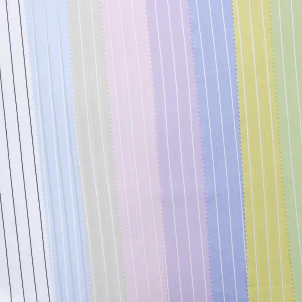 100 من قماش بولستر مخطط الأزرق والأبيض يمكن استخدامه لصنع خيوط مصبوغة بأحدث موضة الربيع