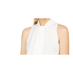 Camicetta Senza Maniche con Collo a Fiocco Calvin Klein per Donna, Top Lungo Formale in Chiffon Bianco, Taglie da XS a XL, per Ufficio - Product Image 2