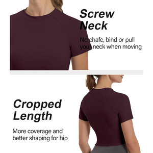 Womens breathable crop <b>tops</b> for workout summer gymwear custom fitness apparel oem production with private label options - Product Image 4