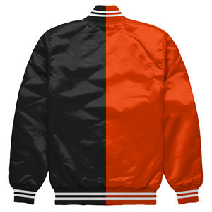 Classique Orange Noir Satin Varsity Jacket Baseball Letterman Bomber College Jacket Premium Athletic Outerwear pour le sport - Product Image 2