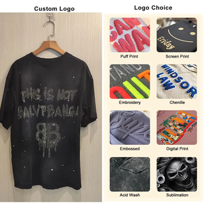 Manufacturer Tee Cotton Heavyweight T-shirt Oversized <b>Tshirt</b> for Men Custom Screen Print Logo Vintage Acid Wash Graphic T Shirt - Product Image 6