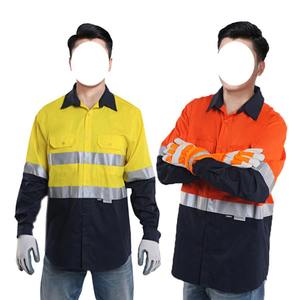 Salut Vis coton ignifuge travail costumes 2 pièces vestes pantalons uniforme pétrole gaz hommes réfléchissant sécurité résistant aux flammes vêtements de travail - Product Image 4