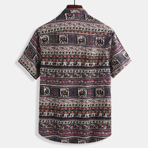 100% POLYESTER Chemises de plage d'été-Hauts boutonnés légers pour les vacances et les fêtes Impression par sublimation Anti-rides et respirant - Product Image 6