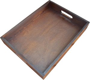 ถาดเสิร์ฟไม้สีน้ำตาลเข้มขนาด40x30x5.5ซม. ถาดไม้สำหรับตกแต่งสไตล์มินิมอล - Product Image 1