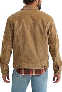 Brown Casual Solid 100% Cotton Corduroy <b>Trucker</b> <b>Jacket</b> <b>Men's</b> 4 Pocket Regular Fit Button Front Turn-Down Collar Winter Outerwear - Product Image 2