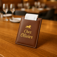 Carnet de Visite Portable de Luxe en Cuir avec Logo Imprimé Or Offset Personnalisé pour Restaurants, Motels, Hôtels