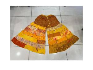 กางเกงขาบานผ้าไหม7ชั้นสไตล์โบฮีเมียนสำหรับผู้หญิงกางเกงขากว้างสำหรับเพื่อนเจ้าสาวดีไซน์เย็บปะติดฤดูร้อน - Product Image 6