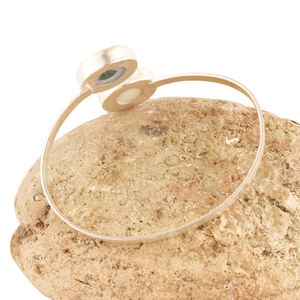 Ravishing Collection Brass <b>Silver</b> Plated Adjustable Open <b>Bracelet</b> Genuine Solar Quartz Double Stone Statement Bangle <b>Bracelet</b> - Product Image 5