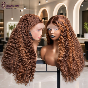 Parrucca all'ingrosso con frontale in pizzo HD grezzo, colore personalizzato 99J Rosso, <span class=keywords><strong>capelli</strong></span> umani <span class=keywords><strong>ricci</strong></span> vergini vietnamiti al 100% con cuticole allineate per donne nere - Product Image 5