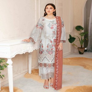RAMSHA Brand Stylish High Quality 3-Piece Heavy Embroidered <b>Pakistani</b> <b>Dress</b> for Women Chiffon for Weddings Parties-<b>Eid</b> Discount - Product Image 5