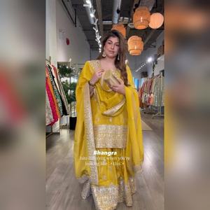 Nuevo Conjunto de Kurti Sharara y Dupatta de 3 Piezas Personalizado con Bordado de Lentejuelas para Damas, Llegada en 2025 - Product Image 6