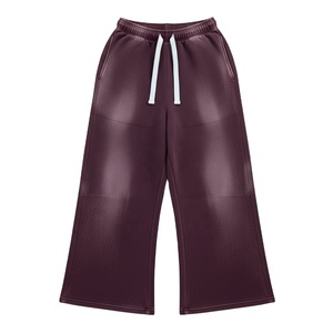 Pantalons de jogging amples et décontractés tendance, effet délavé au soleil, 100% coton, jambes larges, poches latérales, vêtements d'hiver - Product Image 3