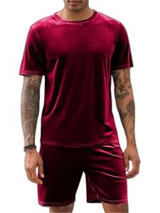 Hommes 2025 nouvelle mode loisirs voyage été couleur unie short à manches courtes survêtement - Product Image 1