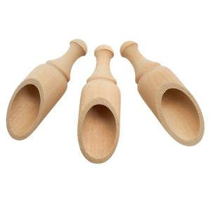 ทัพพีไม้พร้อมชามสไตล์พลั่วโค้งและด้ามจับตามหลักสรีรศาสตร์สำหรับเก็บเครื่องเทศเกลืออาบน้ำและโถ - Product Image 4