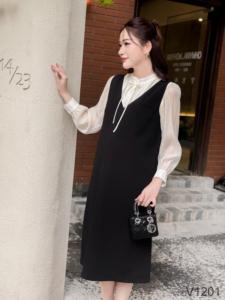 Custom Designed Minimalist <b>Maternity</b> Dress High Elasticity Breathable Wool V1201 Good Absorbency for Pregnant Women ODM <b>Supply</b> - Product Image 2