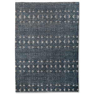 Alfombra Azul Manifest de Lana y Viscosa Anudada a Mano con Patrón Geométrico y Abstracto para Uso Doméstico como Alfombra de Sala de Estar o Pasillo - Skwv-121 - Product Image 1