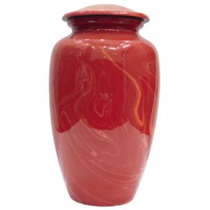 Urnas de cremación para adultos con acabado de aluminio de color rojo Urnas funerarias de metal clásicas y de alta calidad para cenizas humanas. - Product Image 1
