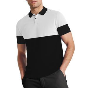 Polo homme noir et blanc Design élégant bicolore Vêtement décontracté confortable pour un usage quotidien Tissu en coton de haute qualité - Product Image 2