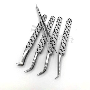 Juego de pinzas para extensión de pestañas RMI, producto de alta calidad, agarre plano, punta de Espinilla plateada y diseño de pestañas, Color recubierto de papel - Product Image 2