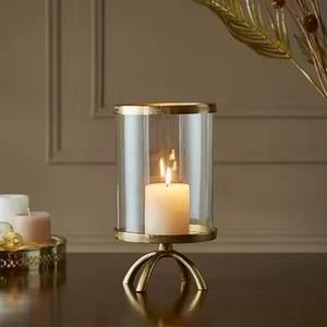 Metal de alta calidad con soporte de huracán de vidrio, diseño moderno para decoración de mesa de fiesta y boda, artículo decorativo de Navidad - Product Image 2