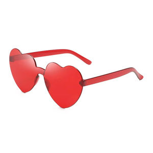 Venta al por mayor de gafas de sol de boda personalizadas amor en forma de corazón tonos rojo rosa amarillo púrpura azul marcos fiesta caramelo lentes para hombres mujeres - Product Image 3