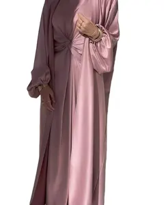 新款热销供应商阿拉伯长袖穆斯林连衣裙阿巴亚伊斯兰服装阿巴亚穆斯林连衣裙闪亮丝滑粘胶2024