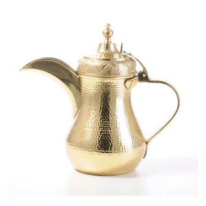 Cafetera Dallah de latón hecha a mano de alta calidad con grabado de níquel y acabado pulido para vajilla cafetera árabe - Product Image 6