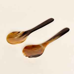 Cucharas de cuerno naturales hechas a mano, mango de madera de Ángel, excelente diseño, pequeño utensilio de cocina para condimentos, artesanías de media luna - Product Image 1