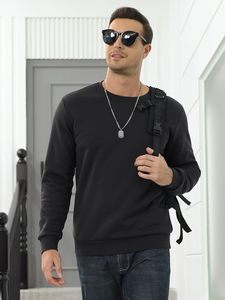 Sudaderas con Forro de Sherpa para Hombre, Color Negro, Sudadera de Forro Polar, Tops Básicos, Cuello Redondo Cálido, Sudadera de Invierno, GK Leather Industries - Product Image 3